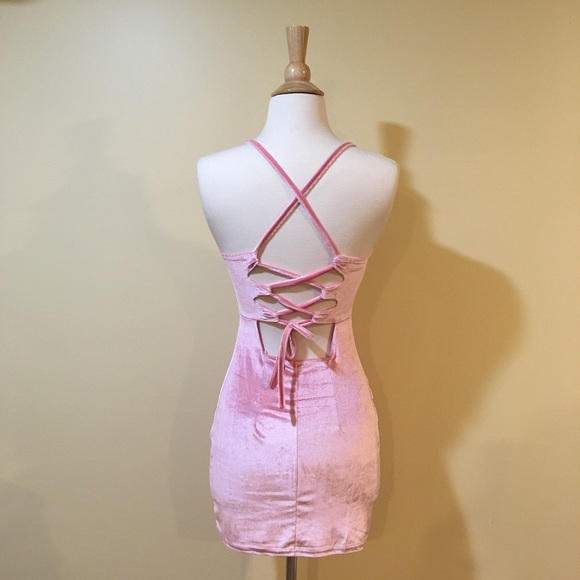 Chic Velvet Open Back Strappy Party Mini Dress - Picture 7 of 8